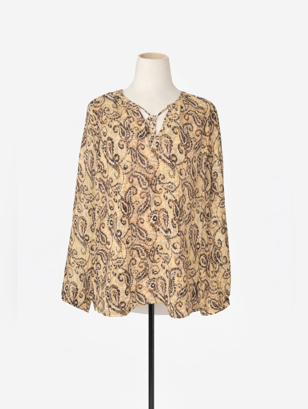 Chico's Beige Paisley Tie-Front Tunic Blouse